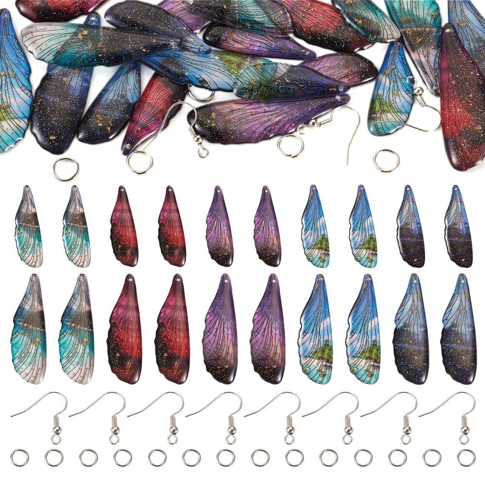 5645 20Pcs Resin Butterfly Wing Charms Transparent Insects Wing Charms 5